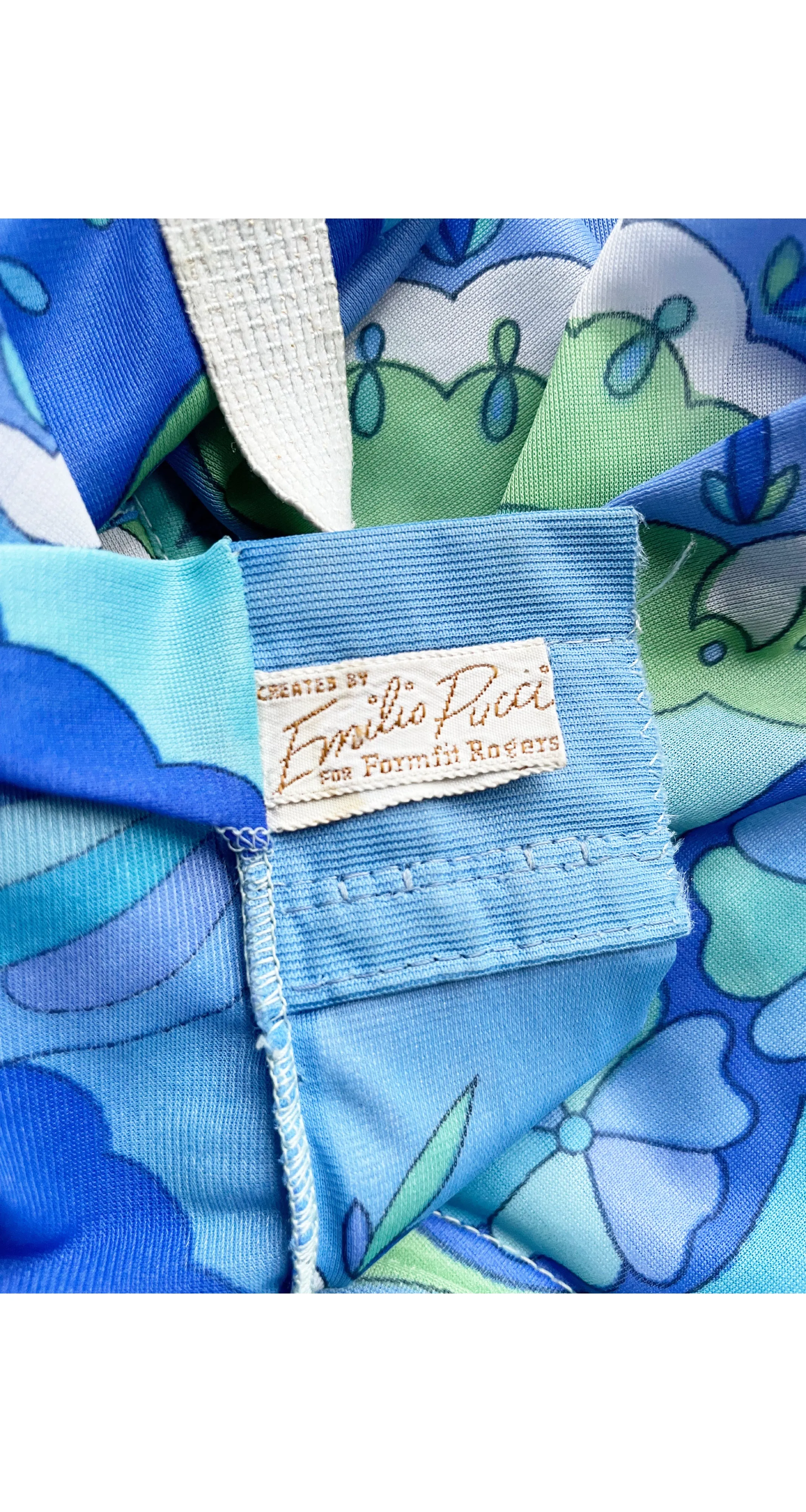 1960s Blue Printed Nylon Mini Slip Dress