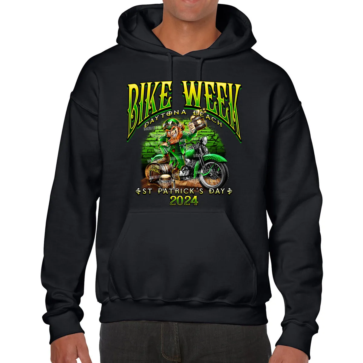 2024 Bike Week Daytona Beach St. Paddy's Celtic Leprechaun Pullover Hoodie
