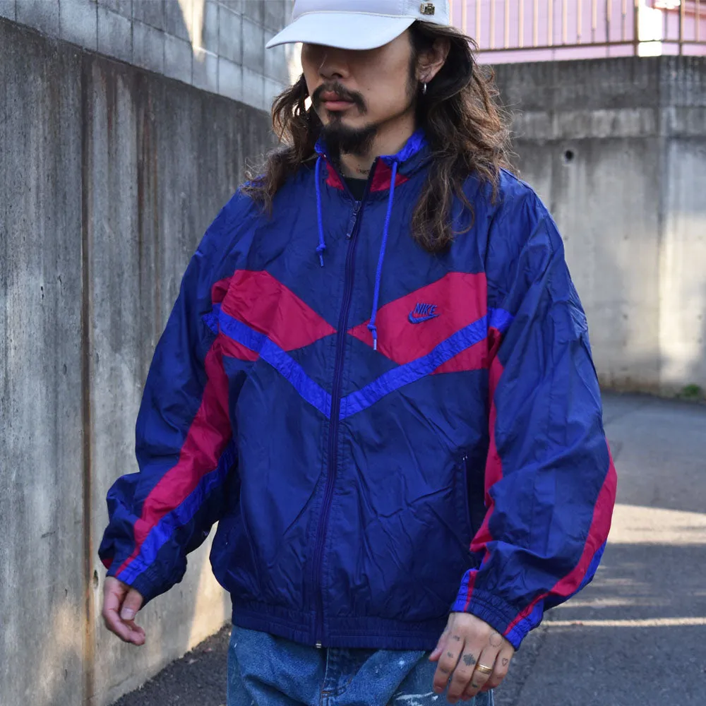 80’s NIKE ロゴ刺繡 裏地付き ナイロンジャケット 231204