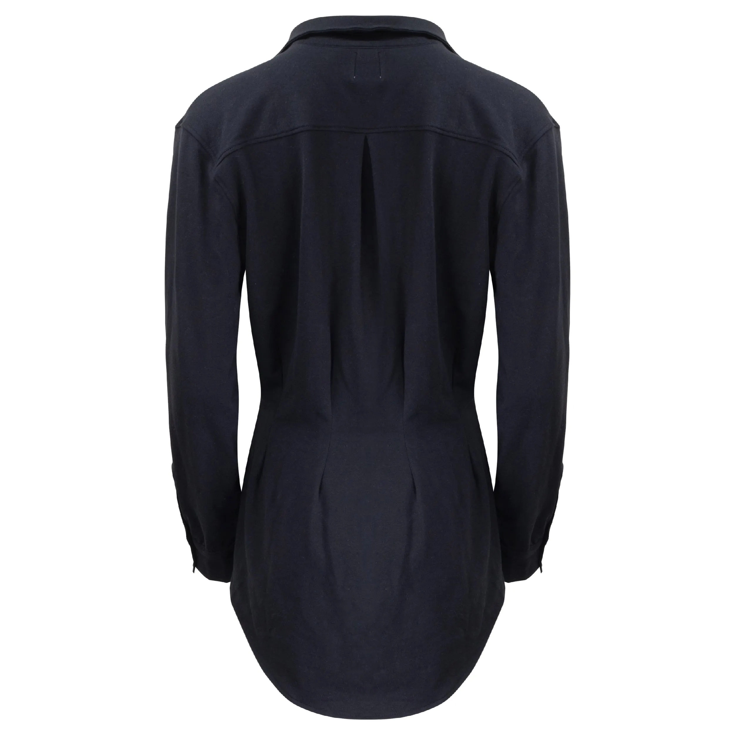Aida Cotton Blouson Button-Down Dress - Black