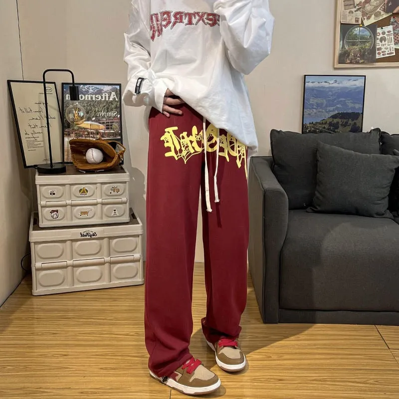 Autumn Fashion Graphic Men's Pants Streetwear Wide Leg Gothic Hip Hop Male Casual Trousers Large Size Pants