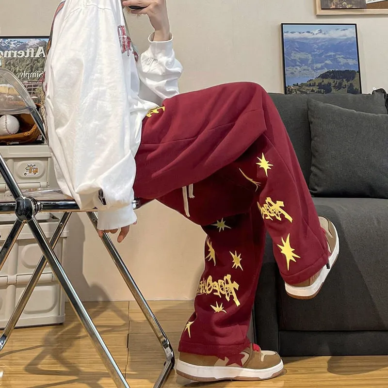 Autumn Fashion Graphic Men's Pants Streetwear Wide Leg Gothic Hip Hop Male Casual Trousers Large Size Pants