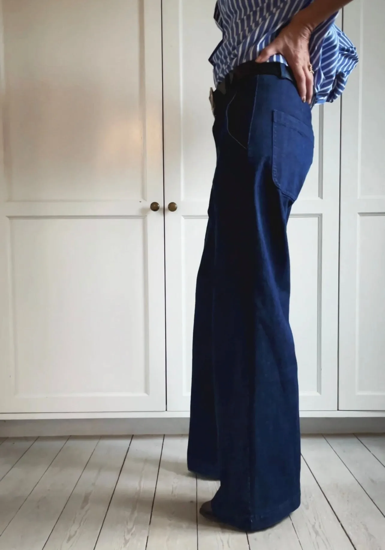 BAGGY CHINO WITH BIG POCKETS - DENIM BLUE
