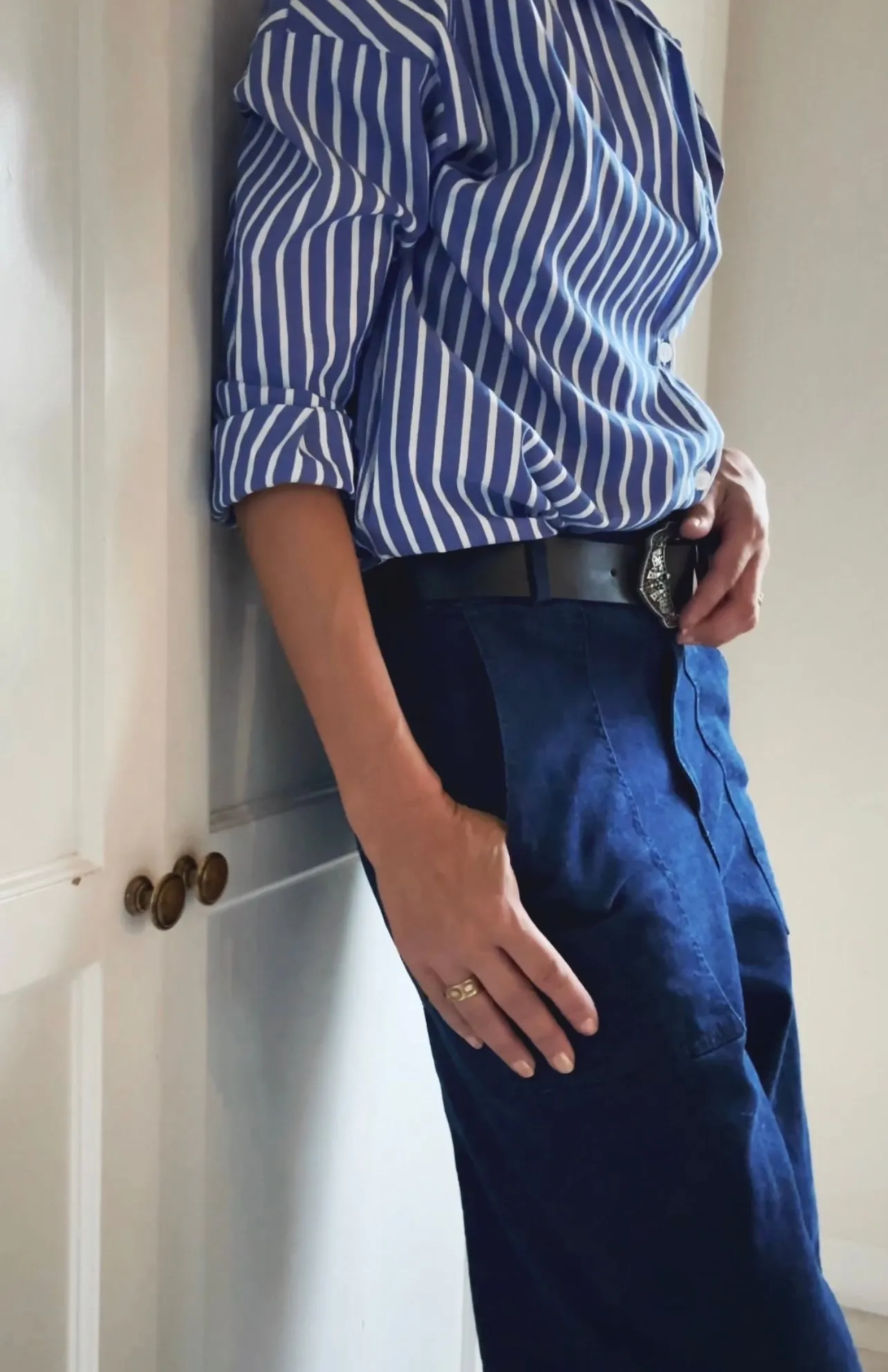 BAGGY CHINO WITH BIG POCKETS - DENIM BLUE