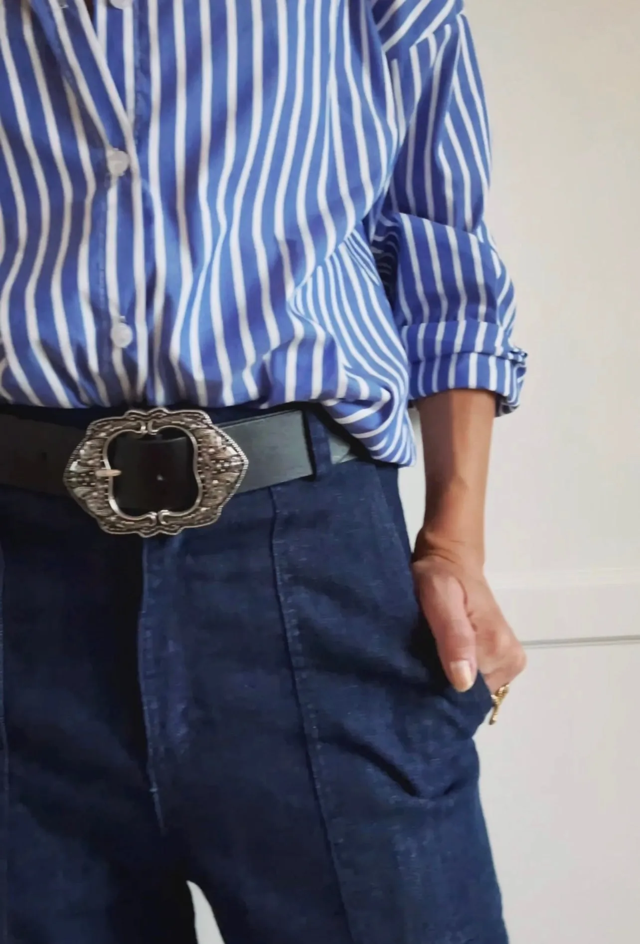BAGGY CHINO WITH BIG POCKETS - DENIM BLUE