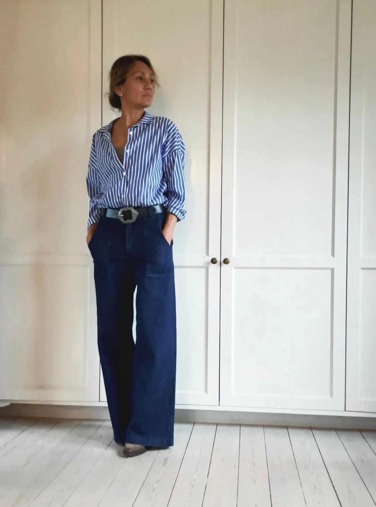 BAGGY CHINO WITH BIG POCKETS - DENIM BLUE