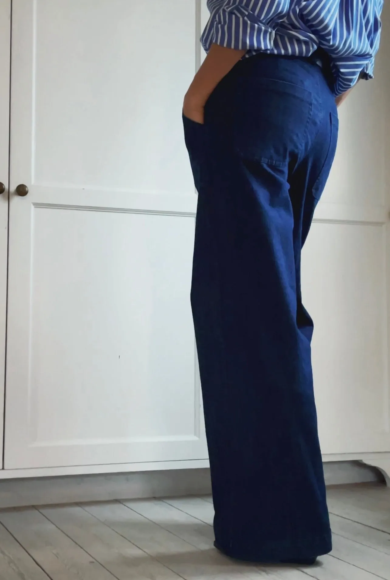 BAGGY CHINO WITH BIG POCKETS - DENIM BLUE