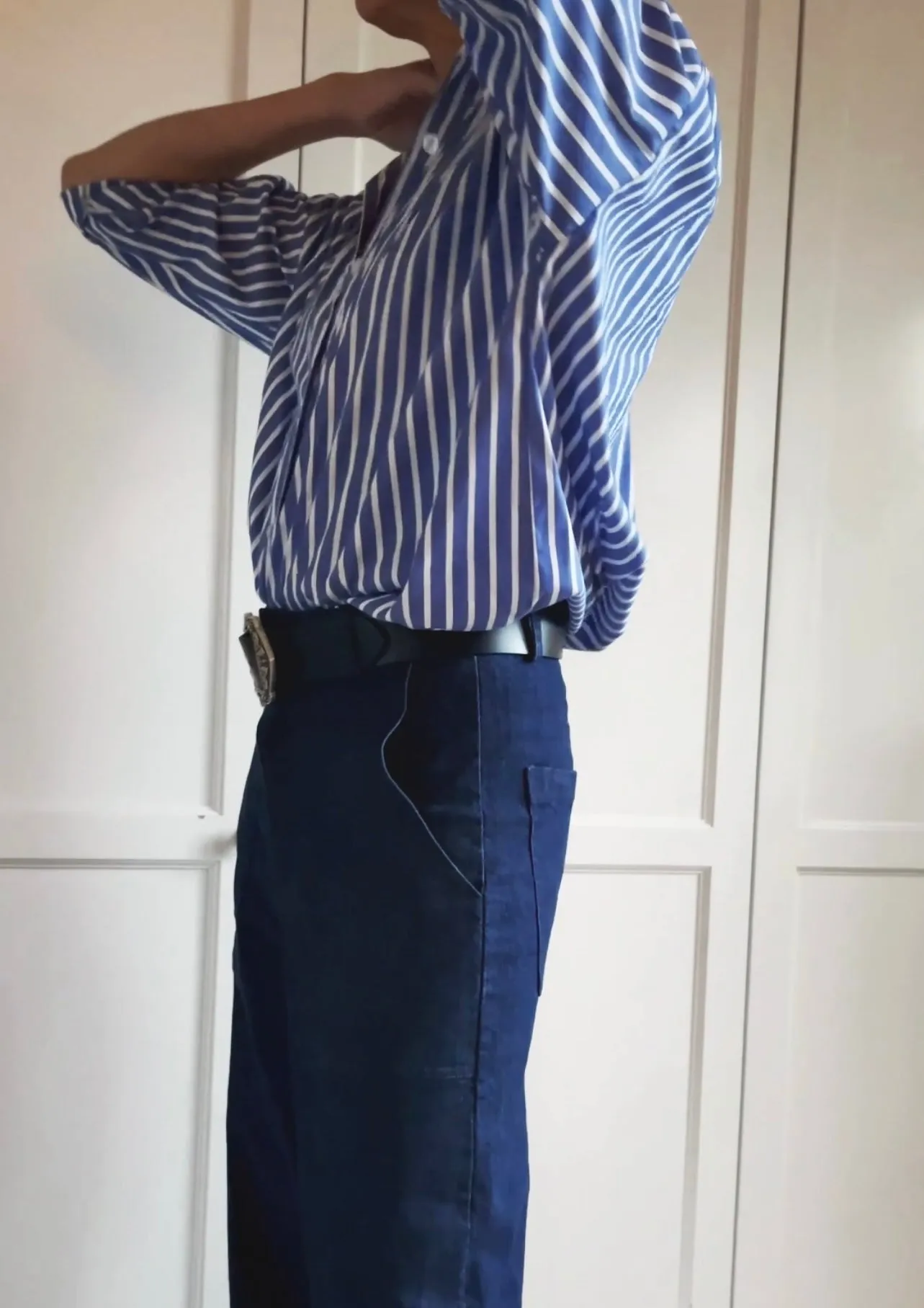 BAGGY CHINO WITH BIG POCKETS - DENIM BLUE