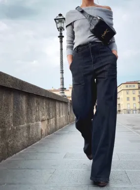 BAGGY CHINO WITH BIG POCKETS - WASHED BLACK