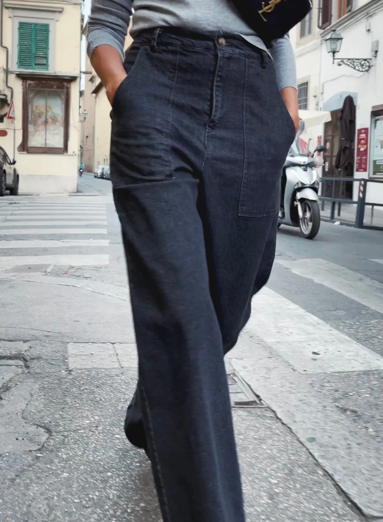 BAGGY CHINO WITH BIG POCKETS - WASHED BLACK