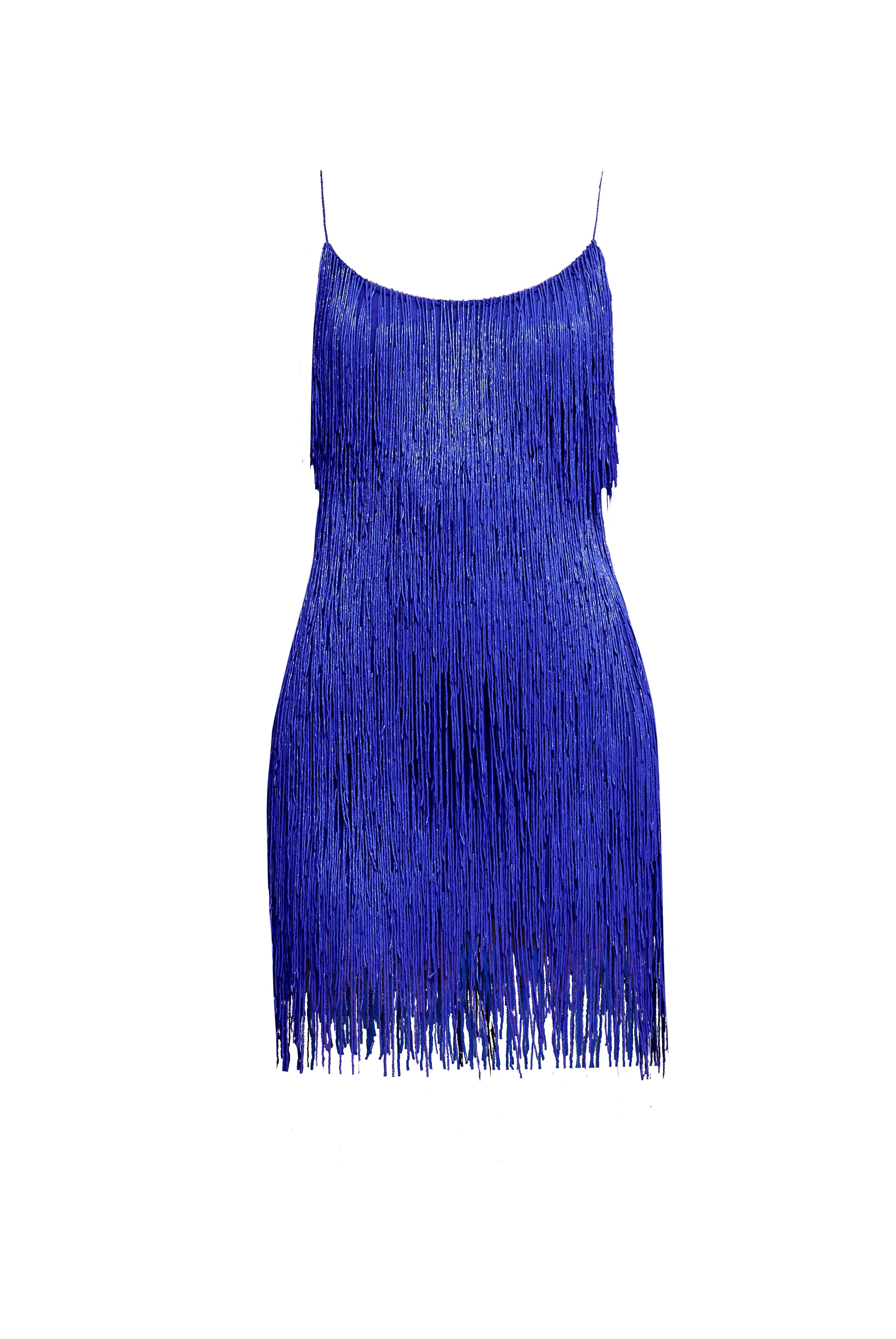 BEADED FRINGE SLIP DRESS