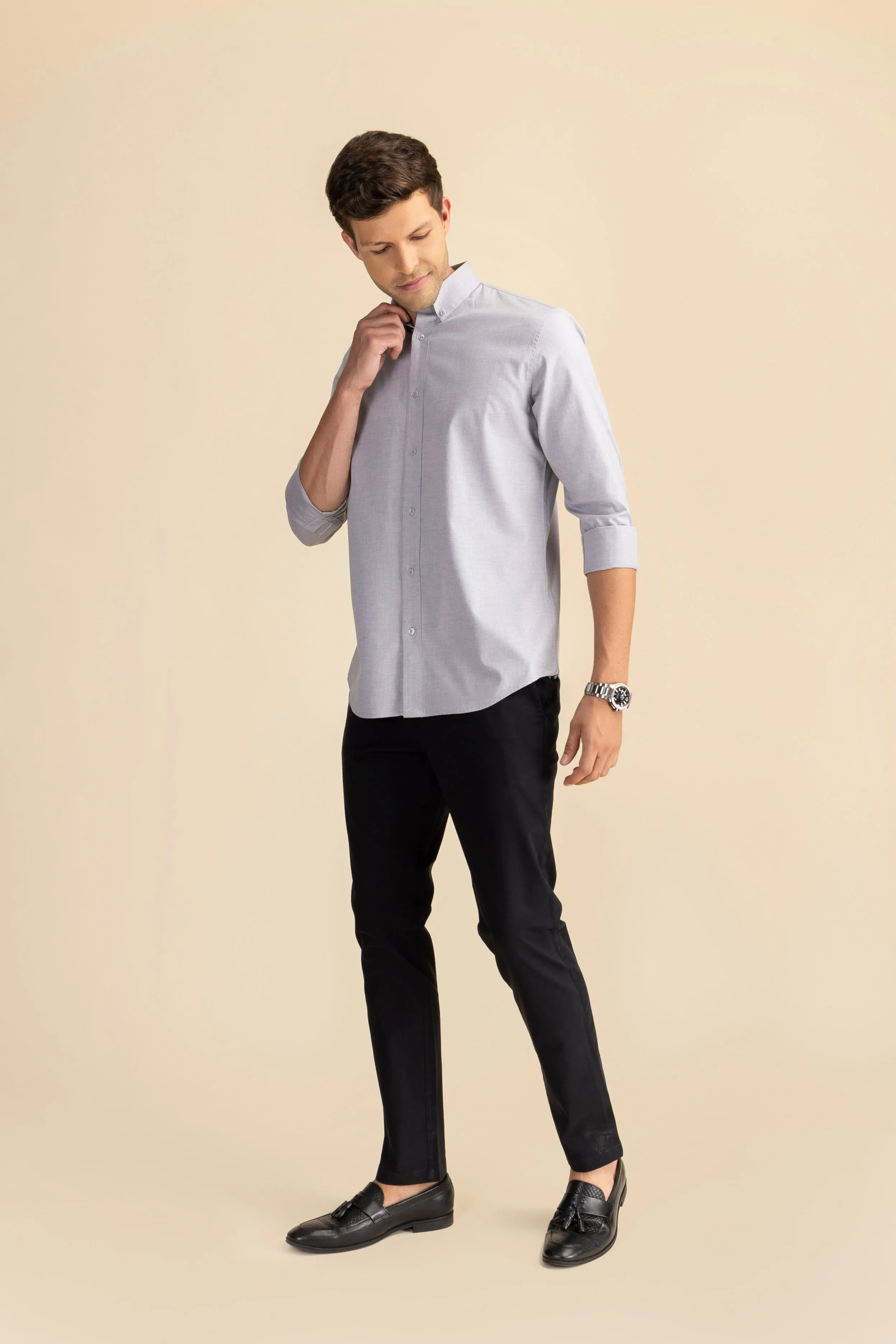 Black Cotton Stretch Chinos