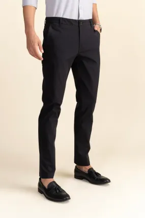 Black Cotton Stretch Chinos