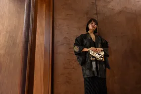 Black with Metallic Chrysanthemums Haori Jacket
