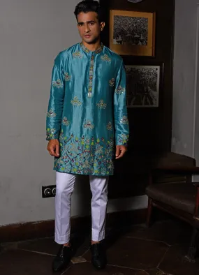 Blue Bird Embroidered Kurta