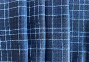 Botto Giuseppe Delectably Soft Indigo, Onyx & Cerulean Wool Plaid (Made in Italy)