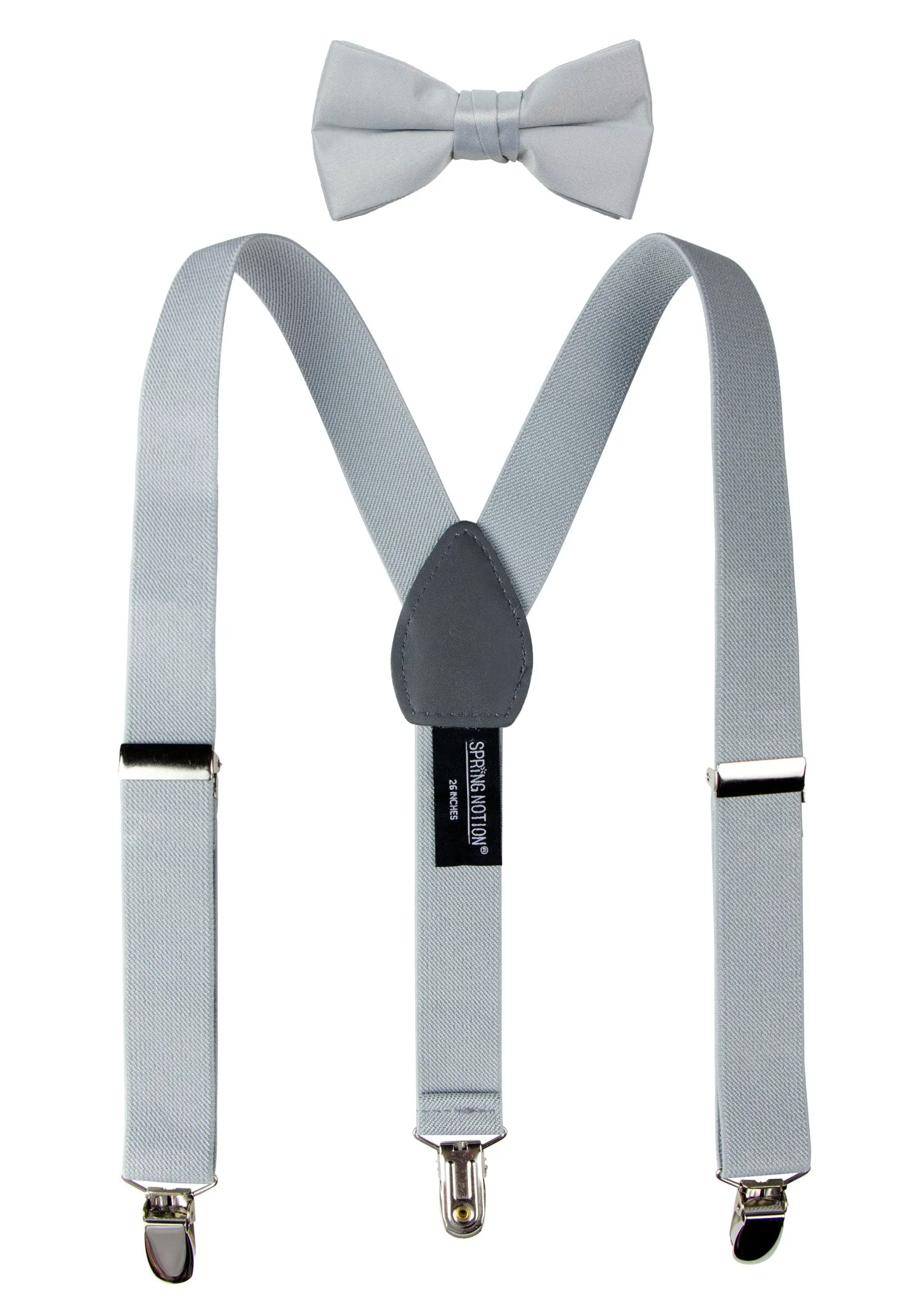 Boys' 4 Piece Suspenders Outfit, Light Grey/White/Grey