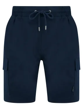Brent Multi-Pocket Stretch Fabric Jogger Cargo Shorts in Peacoat Blue - Tokyo Laundry