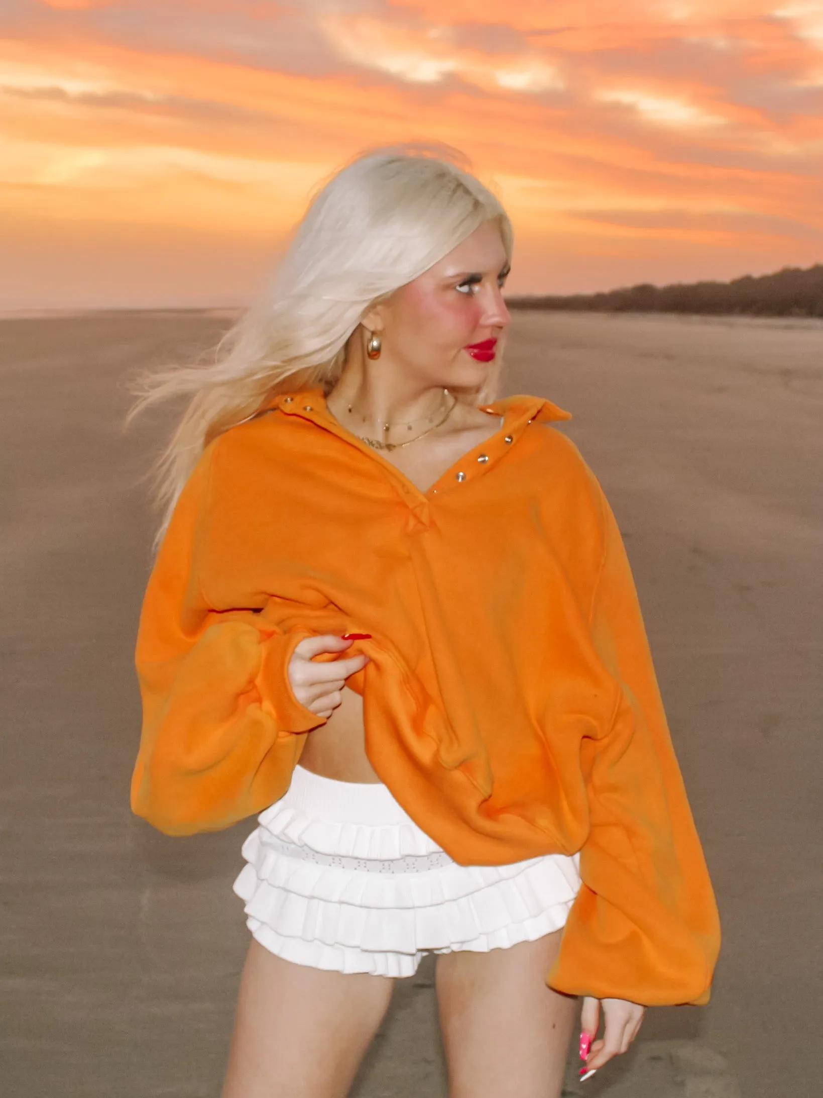 Brynn Pullover Top | Sunset Orange