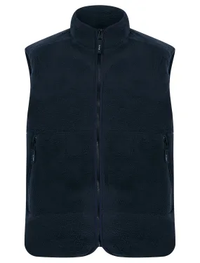 Calixto Teddy Borg Fleece Gilet Body Warmer in Sky Captain Navy - Tokyo Laundry