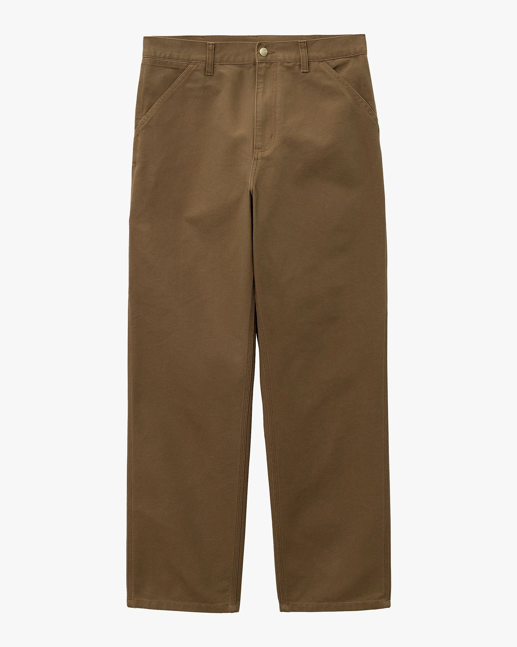 Carhartt WIP Single Knee Pant Relaxed Fit Canvas Trousers - Hamilton Brown Rinsed