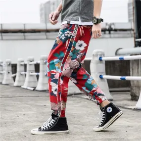 Casual Male Streetwear Harem Pants Men Joggers Elastic Waist Ankle-length Pant  Sweatpants Print Beach Pants Loose