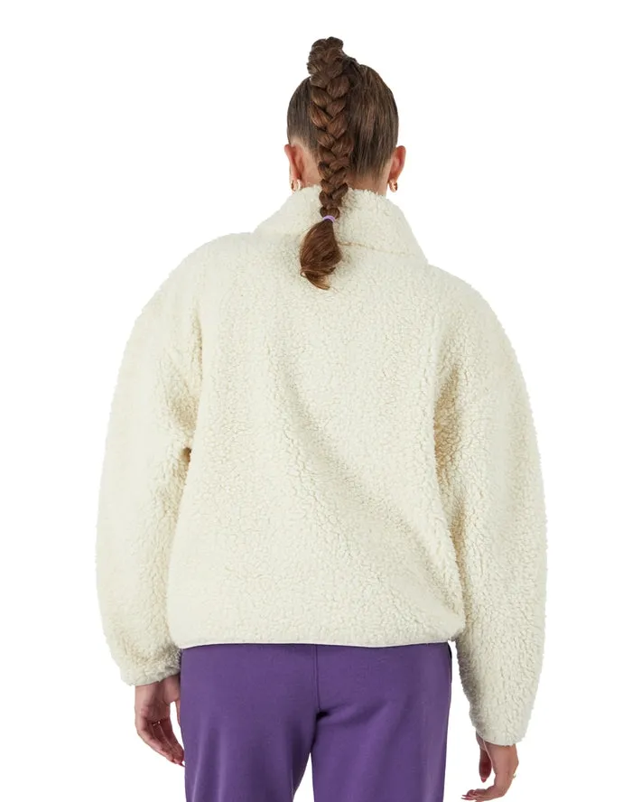 Champion Women's High Pile ¼ Zip Pullover, Script Logo Natural W9247 586EAB NTC