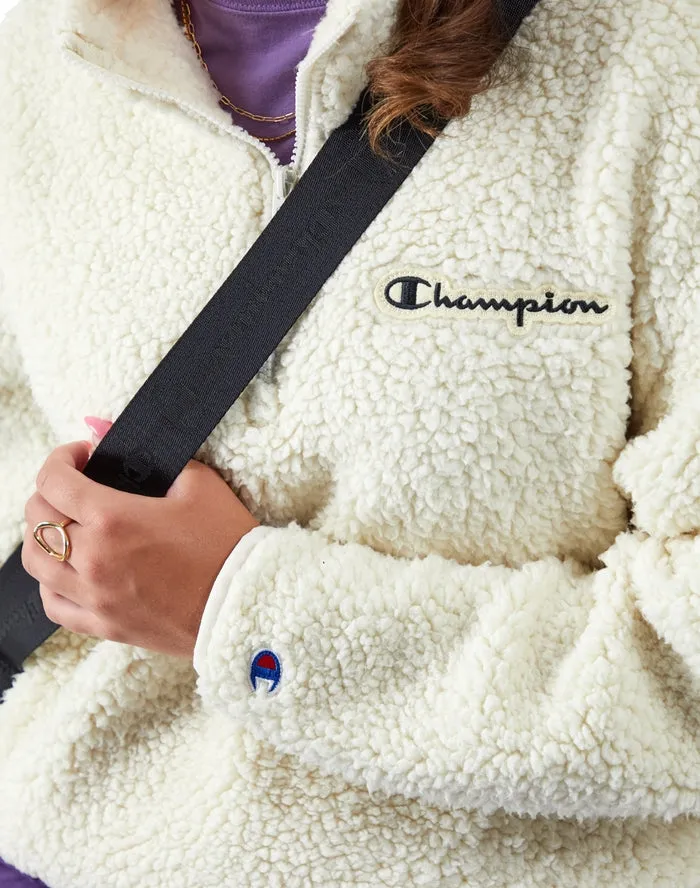Champion Women's High Pile ¼ Zip Pullover, Script Logo Natural W9247 586EAB NTC