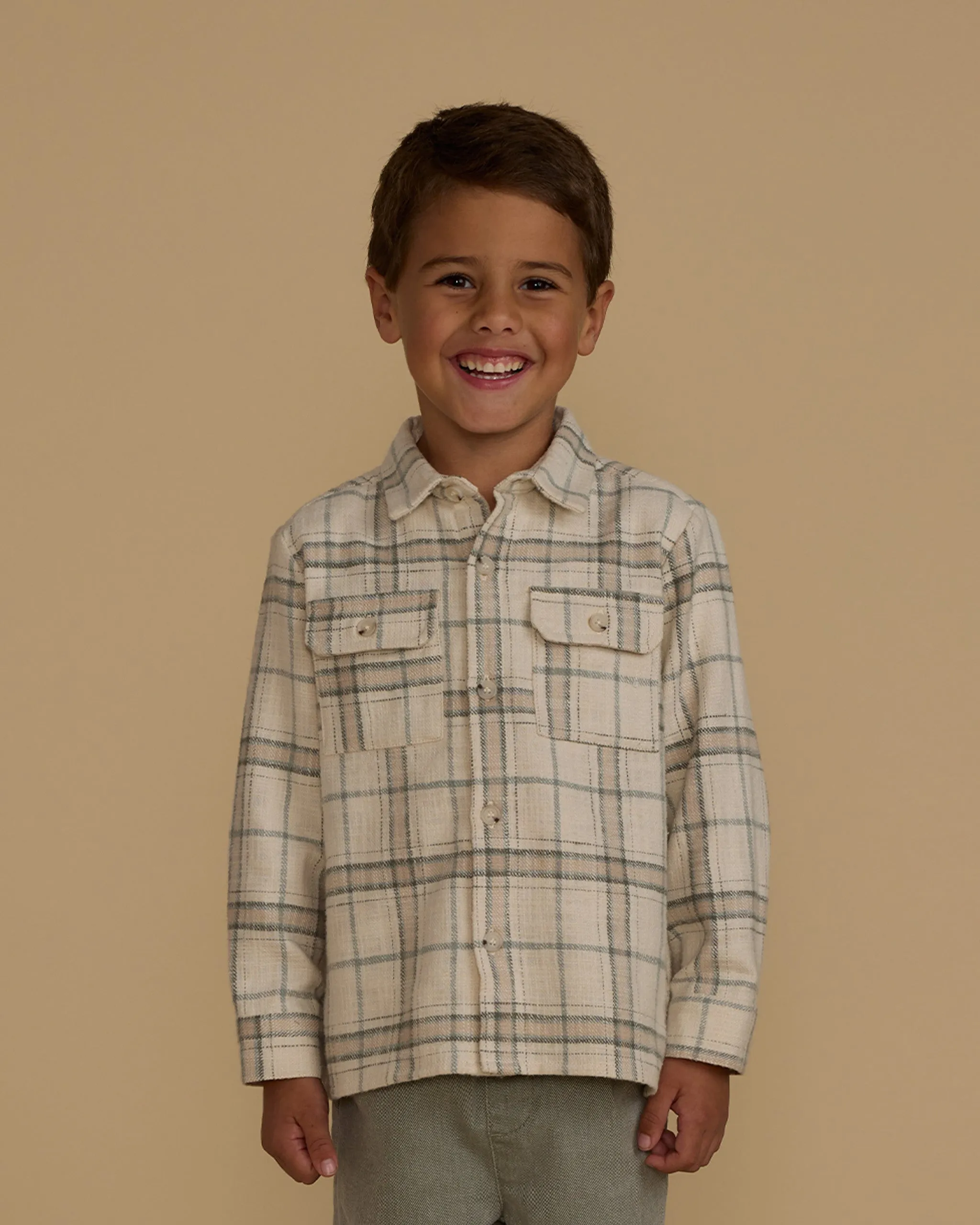 Collared LS Shirt| Rust/Plaid