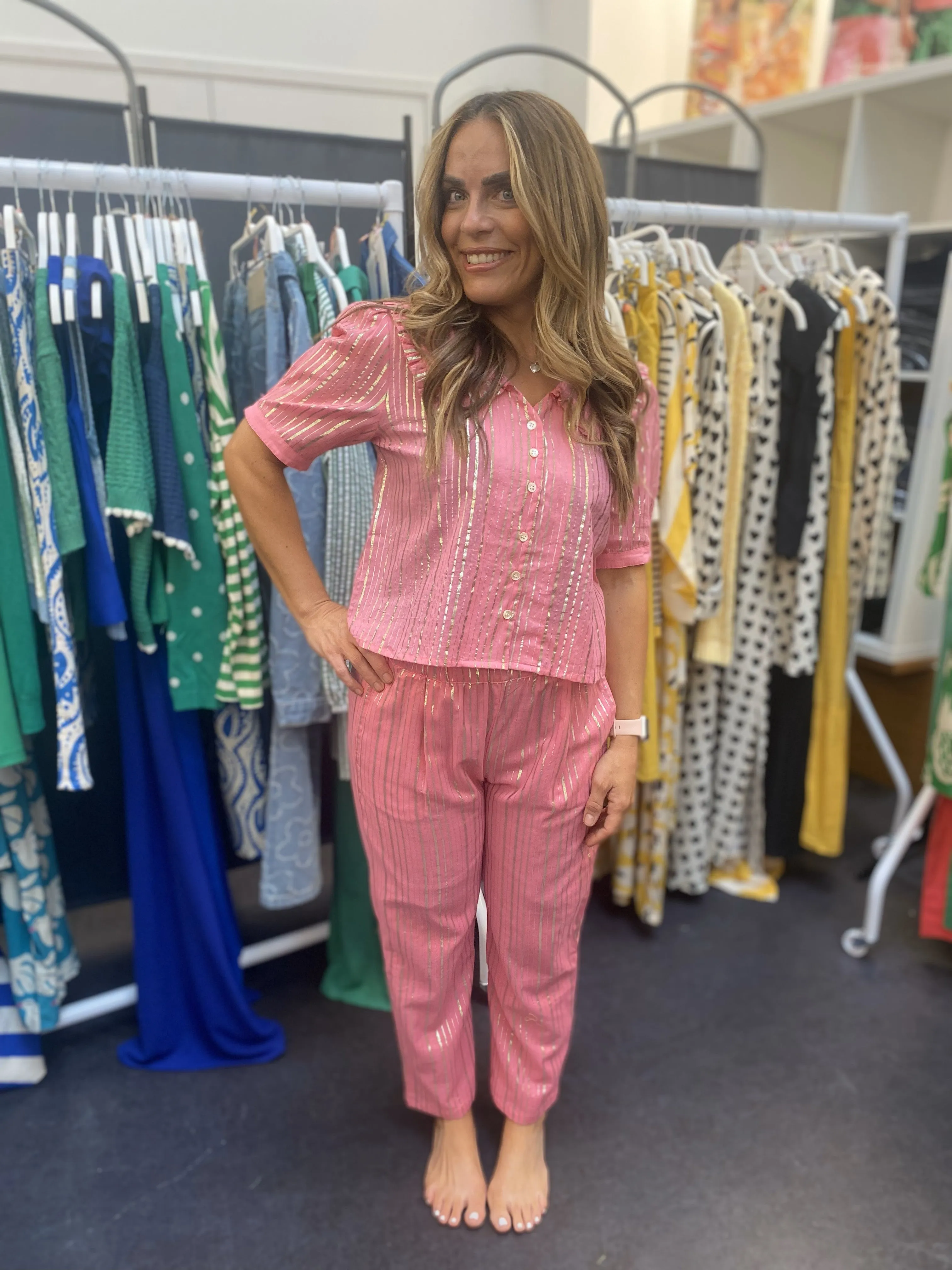 Compania Fantastica Pink Lurex Long Trousers