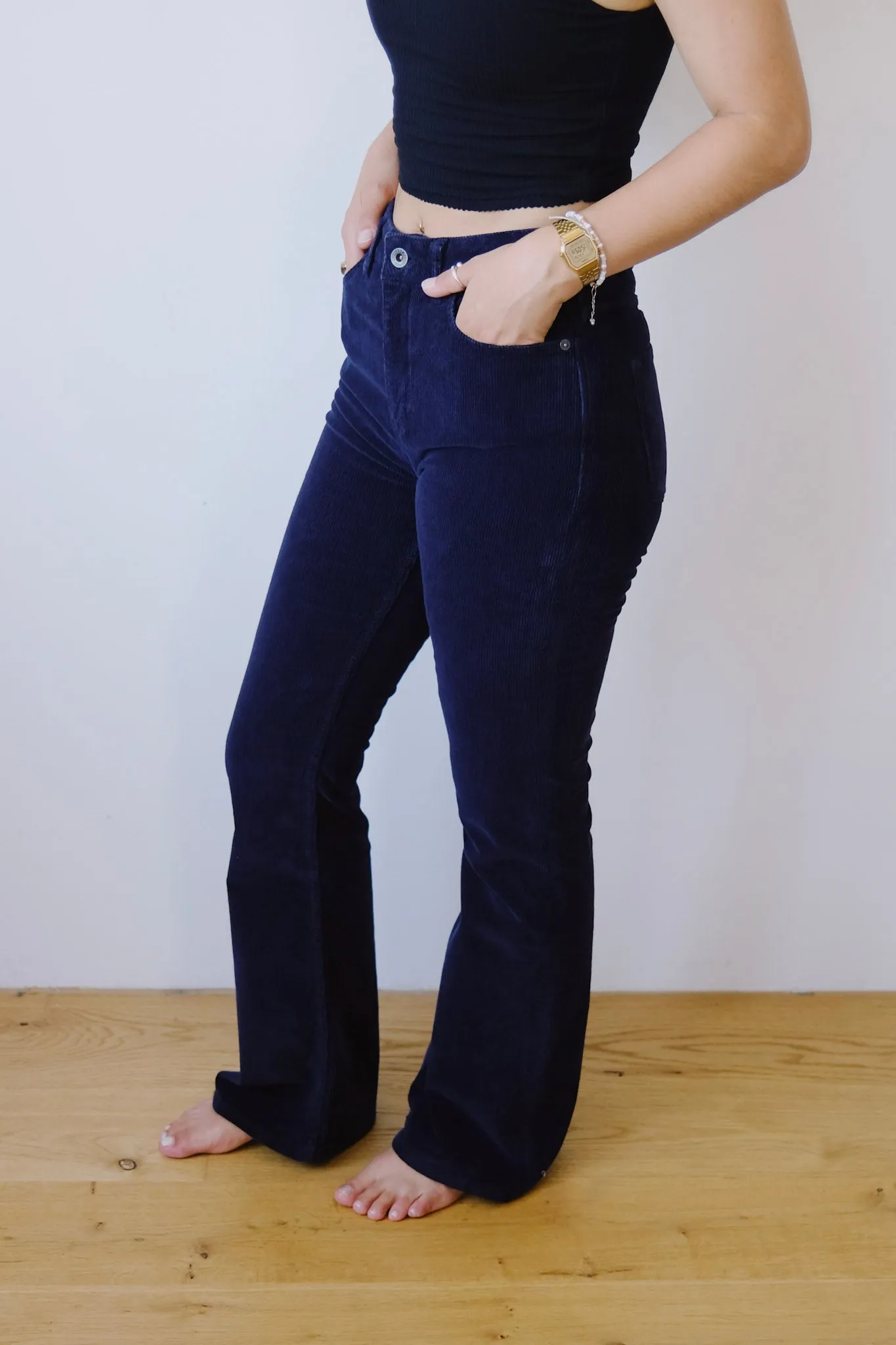 corduroy pants - lisette flare - night blue