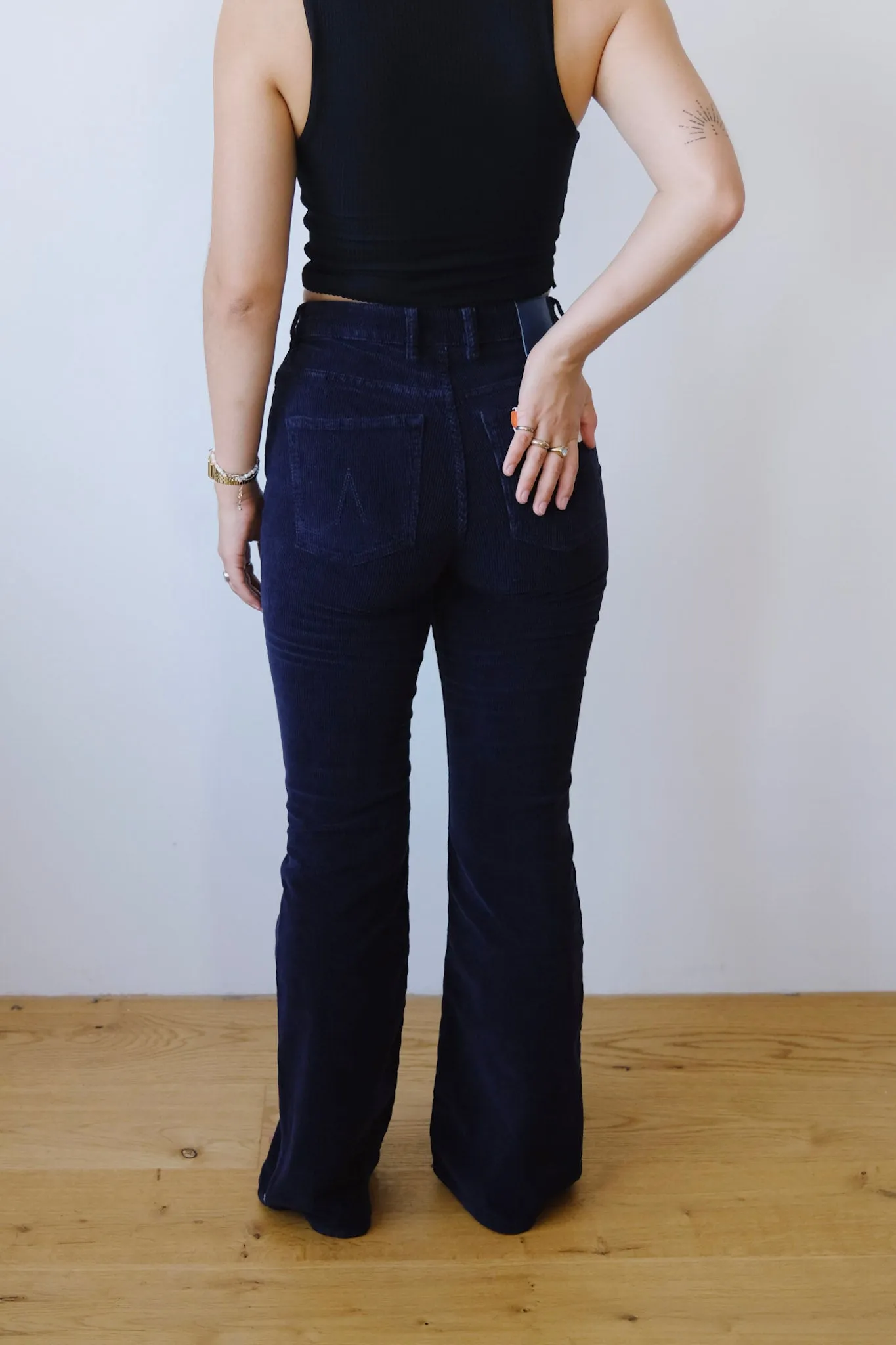 corduroy pants - lisette flare - night blue
