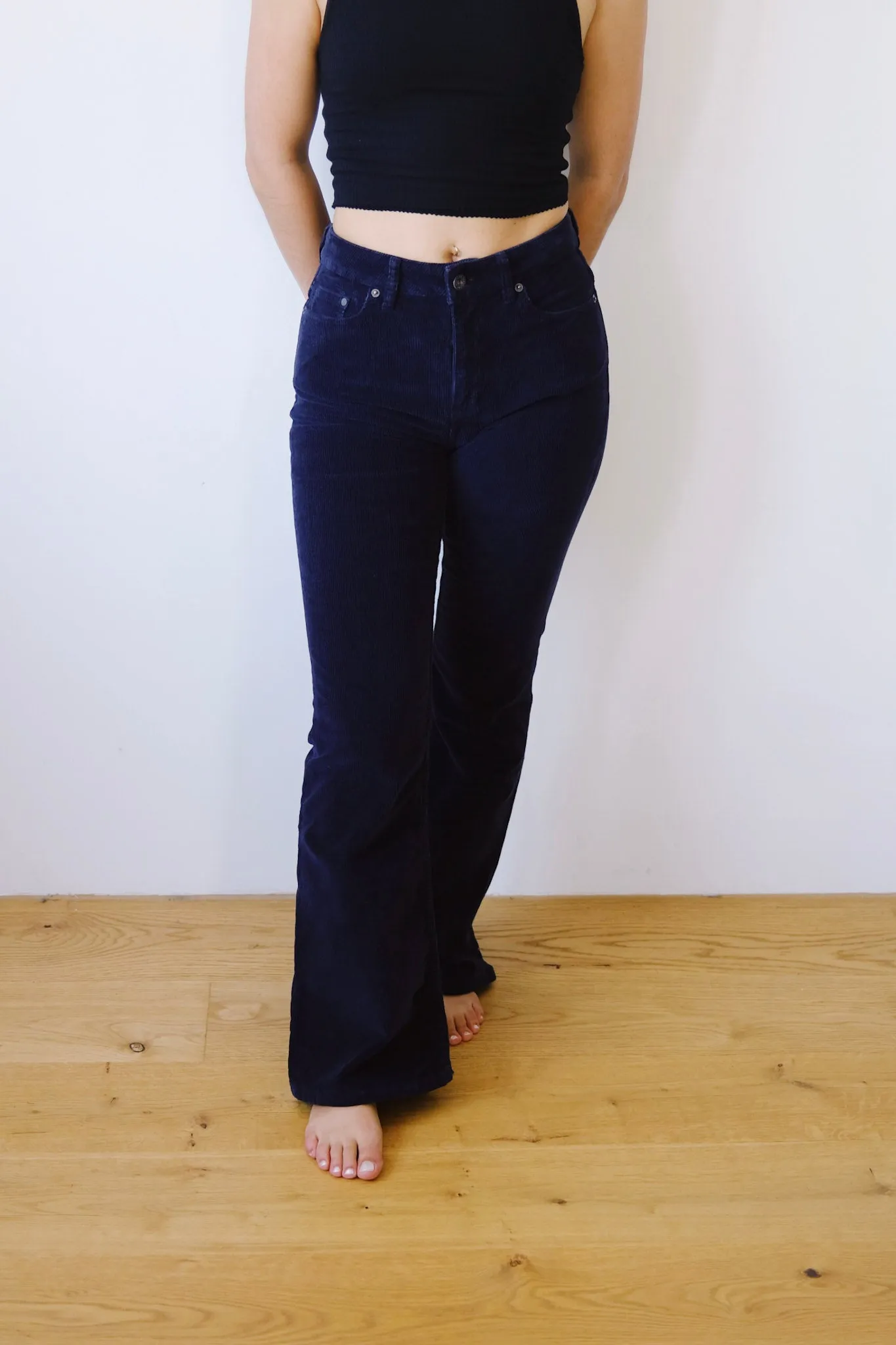 corduroy pants - lisette flare - night blue