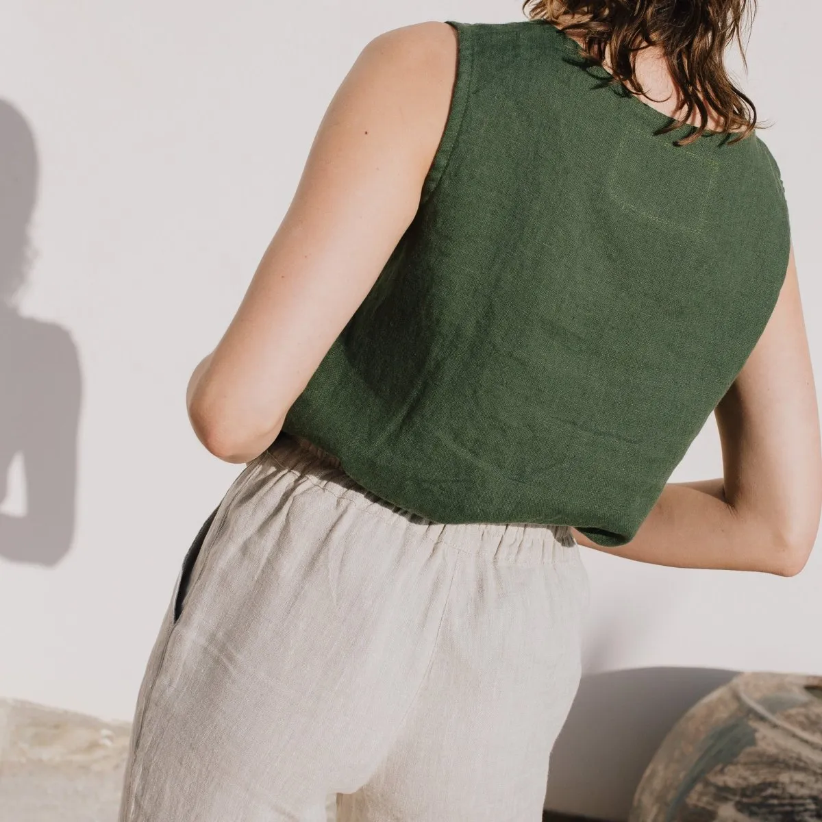 CU: CUSTOMIZED ATHENS-2 linen pants (Size: S/M; Color: Bronze Brown)