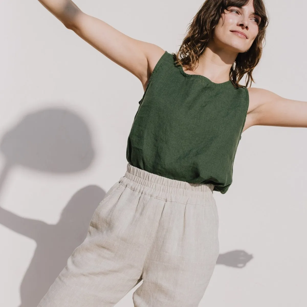 CU: CUSTOMIZED ATHENS-2 linen pants (Size: S/M; Color: Bronze Brown)