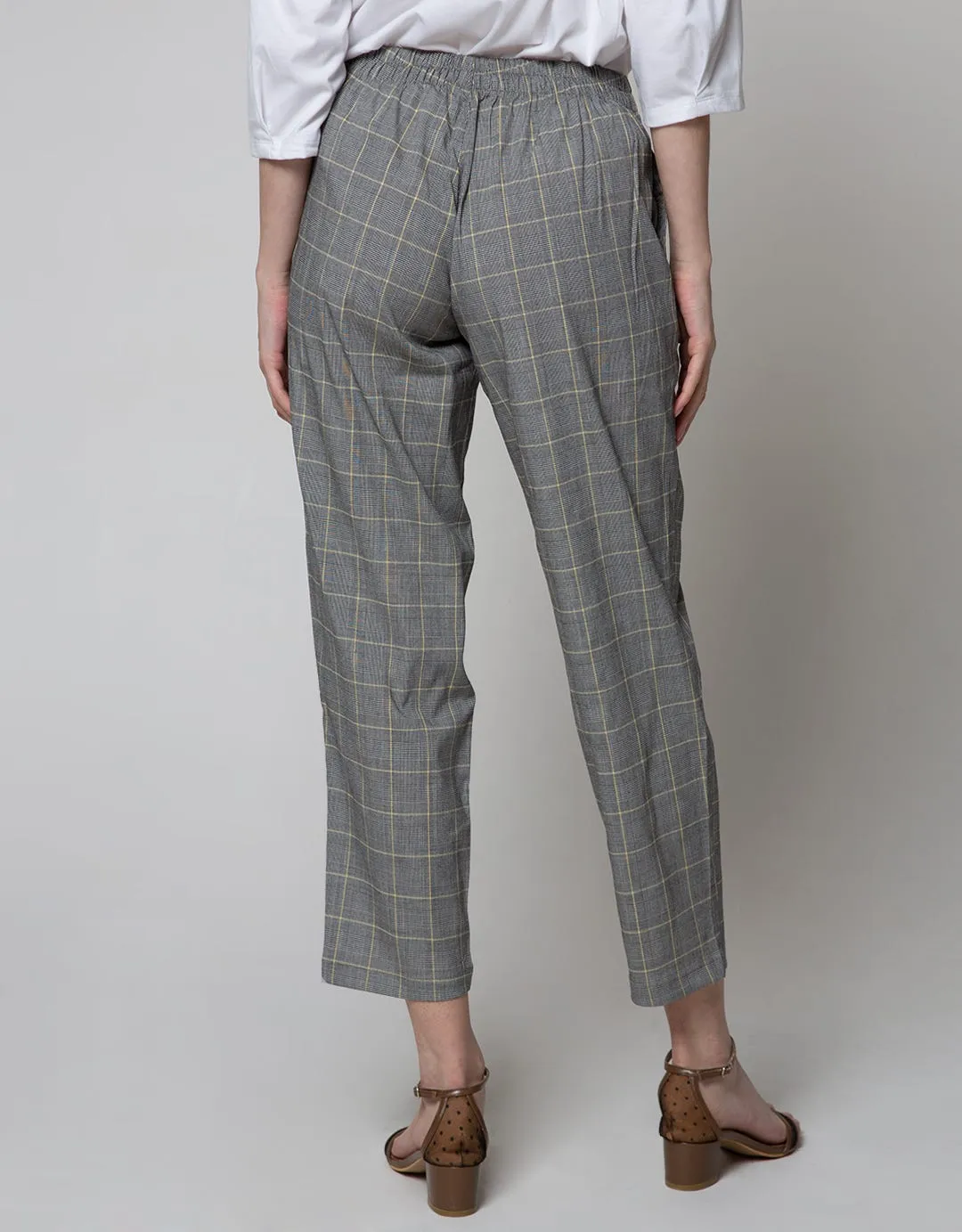 Details Long Pants Tapered W Shell Fabric Belt Gingham Patte