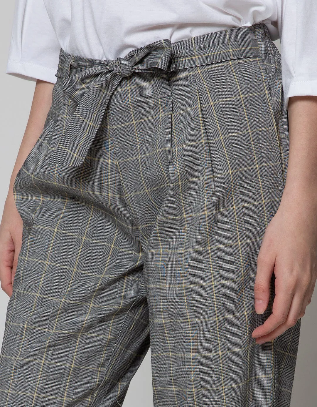 Details Long Pants Tapered W Shell Fabric Belt Gingham Patte