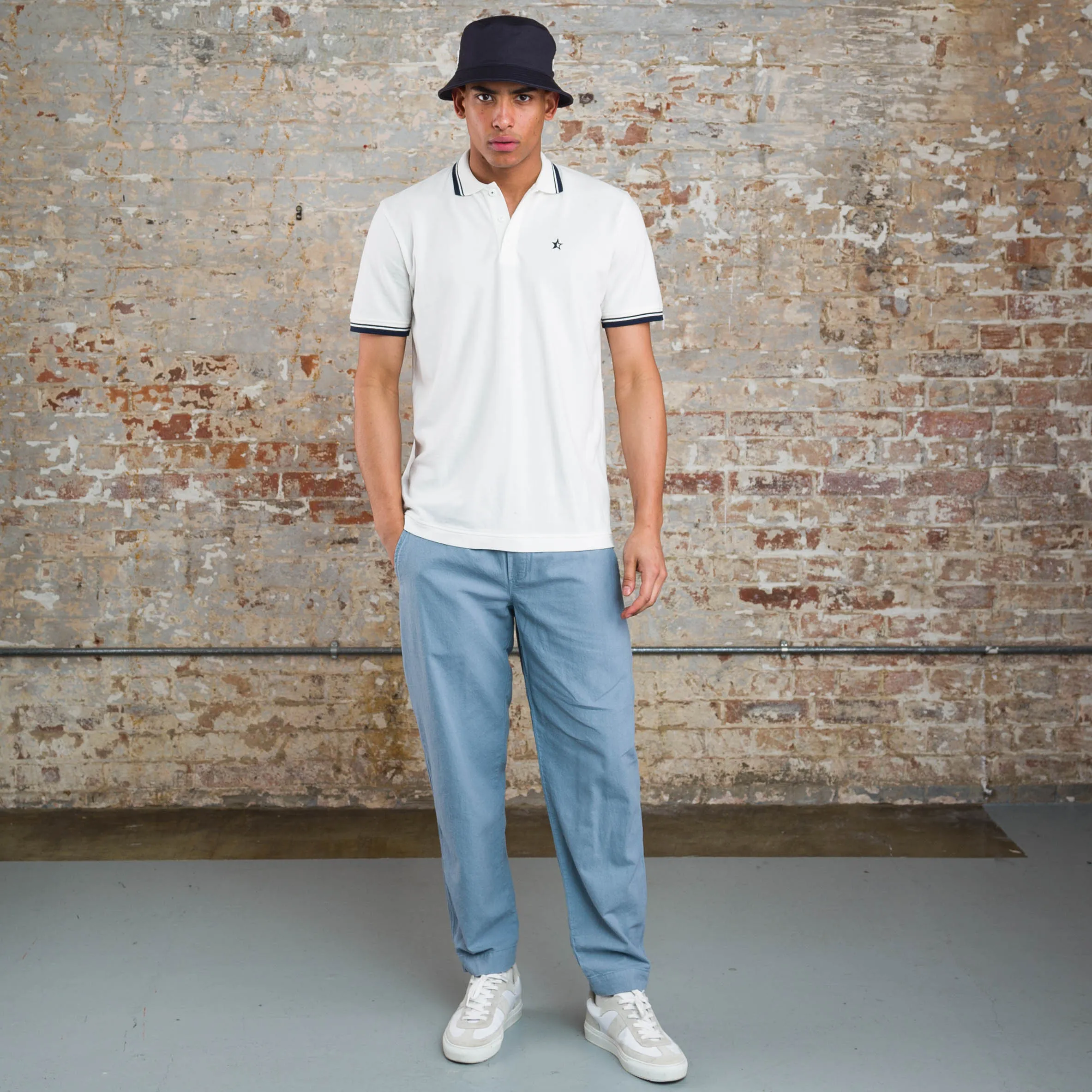 Drawcord Good Walk Chino - Sky Blue Linen