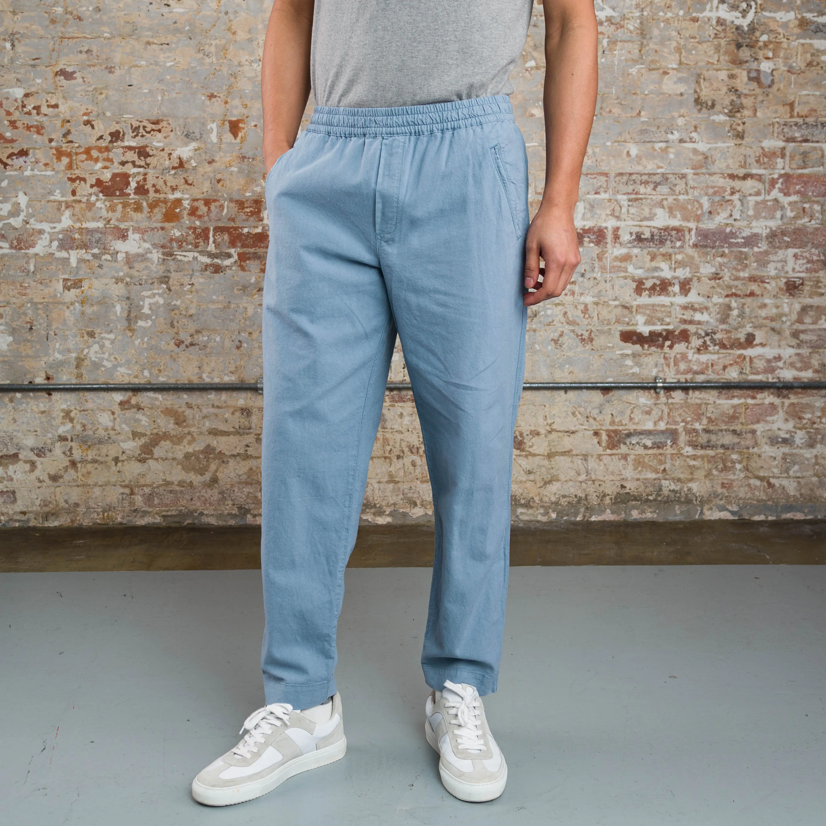 Drawcord Good Walk Chino - Sky Blue Linen