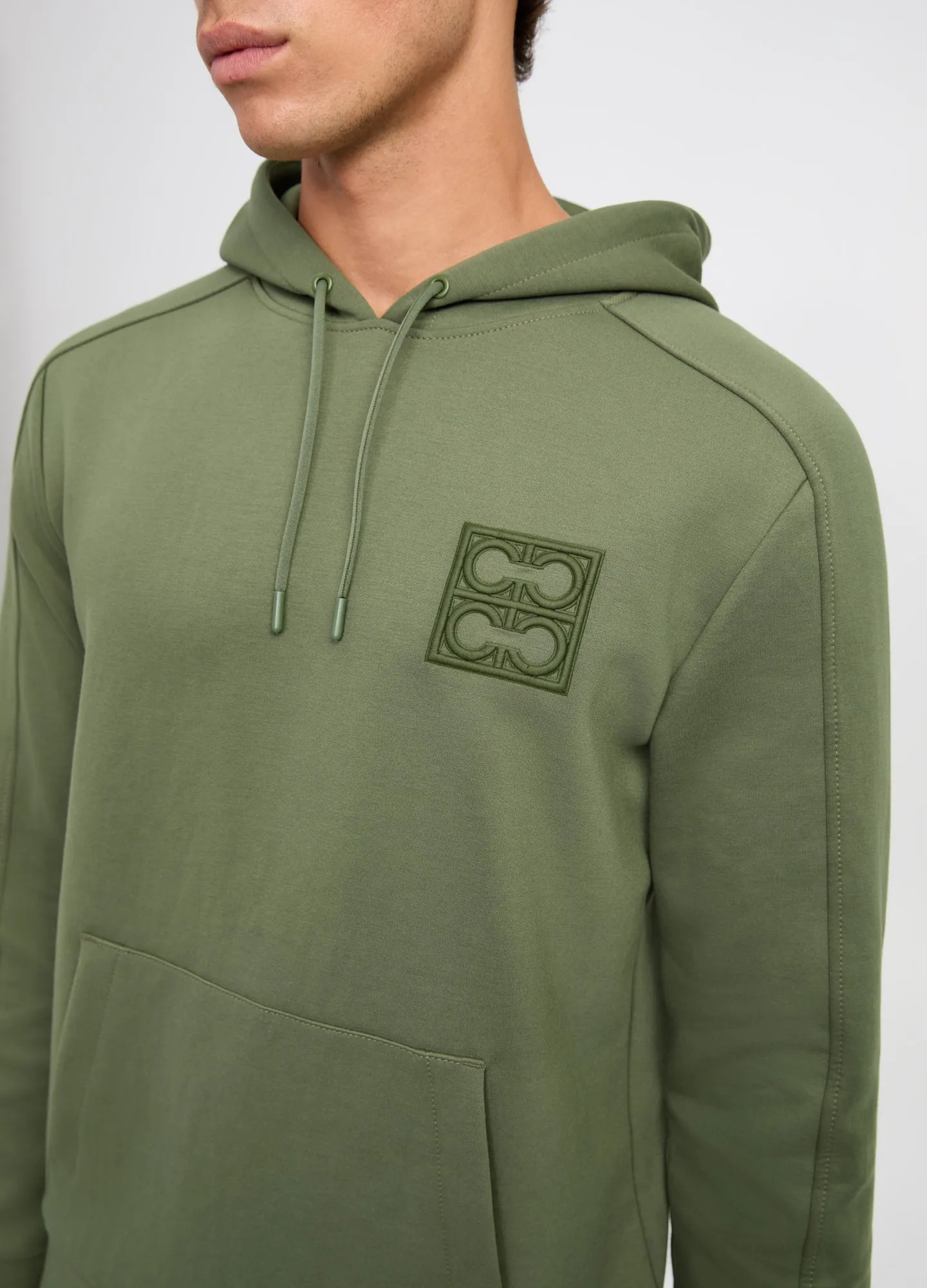 Embroidered Neoprene Hoodie Grass Green