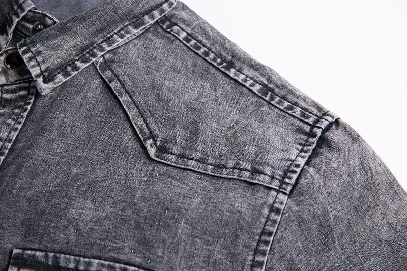 Fashion Men's Simple Short-sleeved Denim Shirt