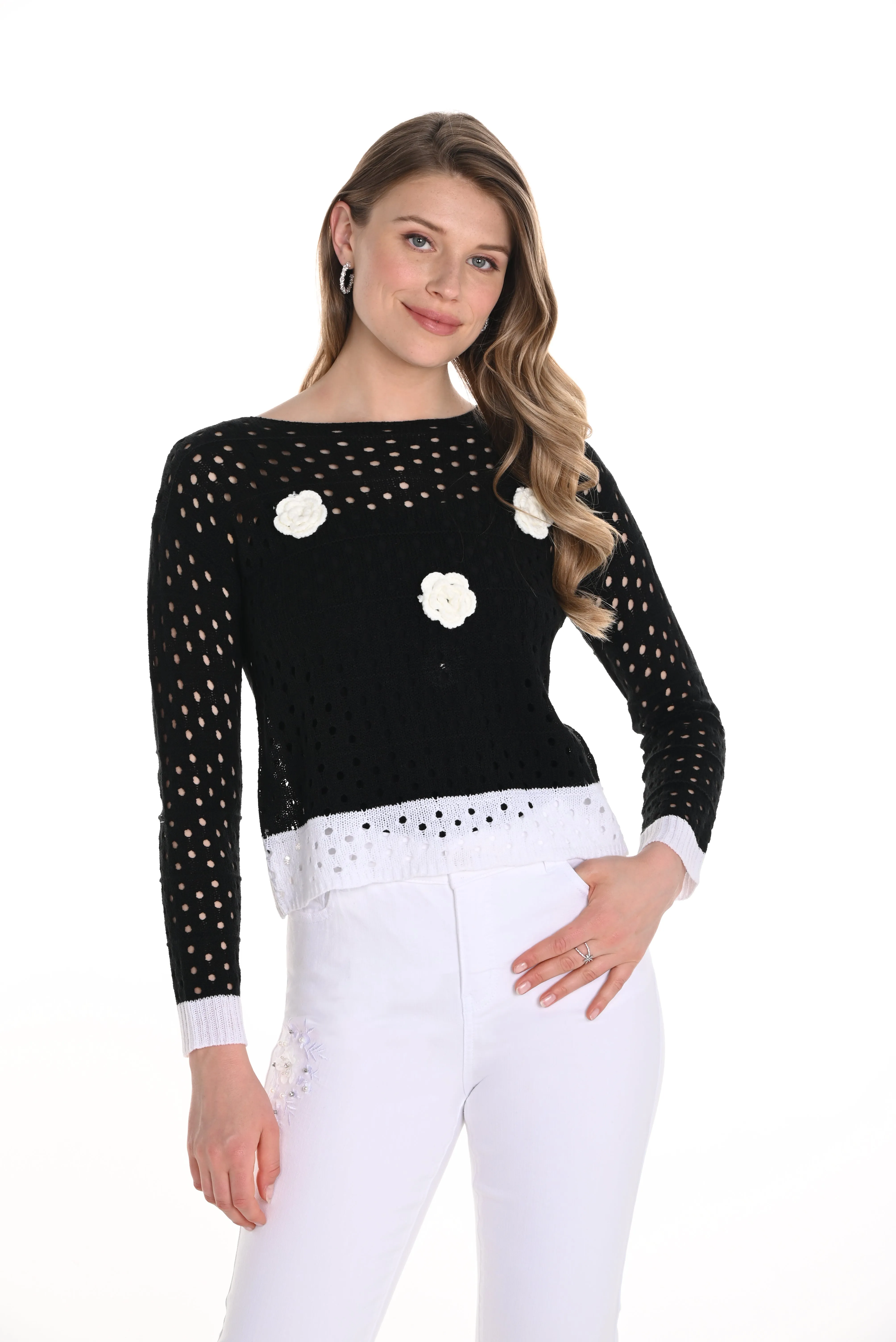 Floral Crochet Pullover