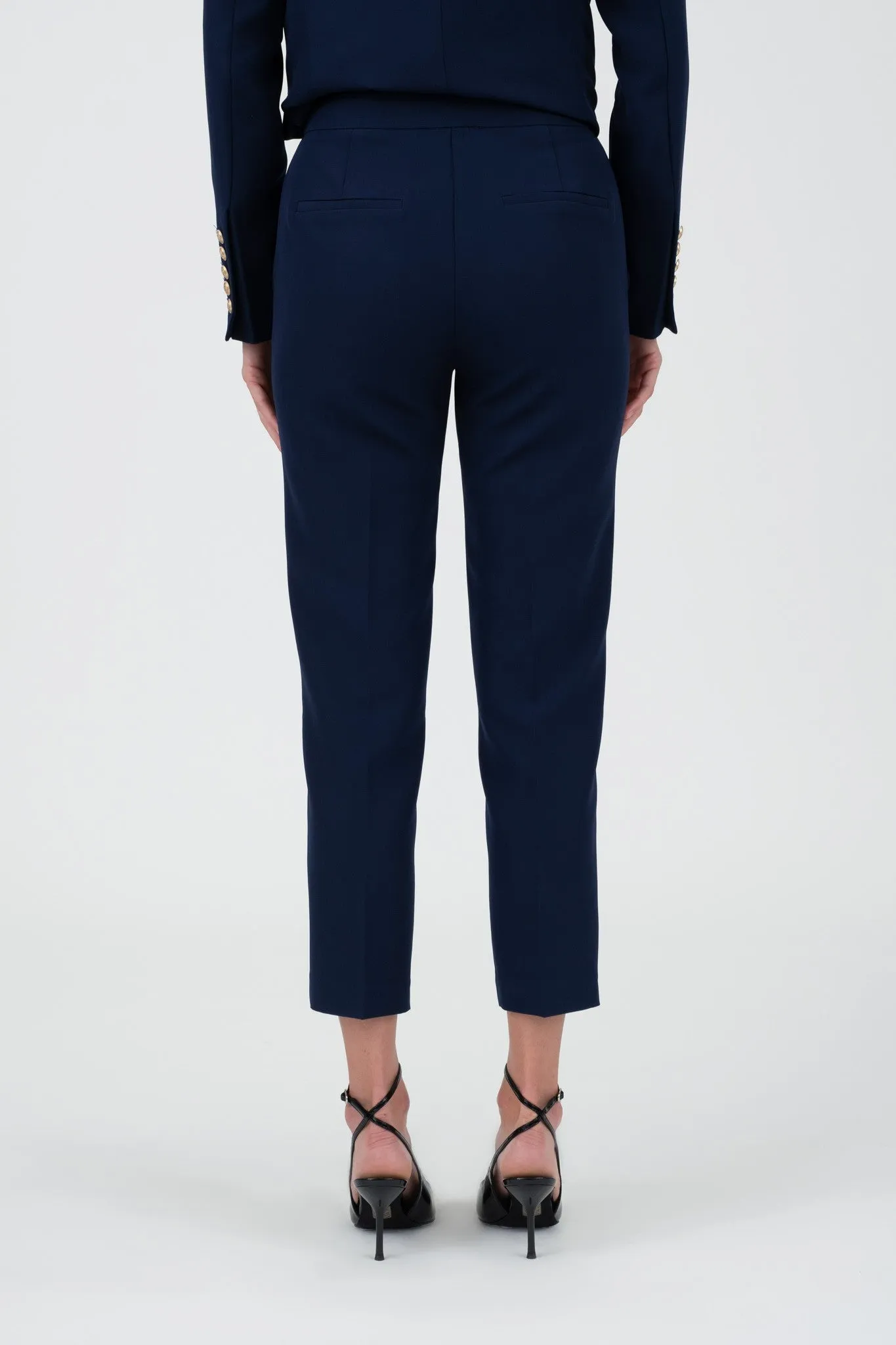 gold button mid rise pants