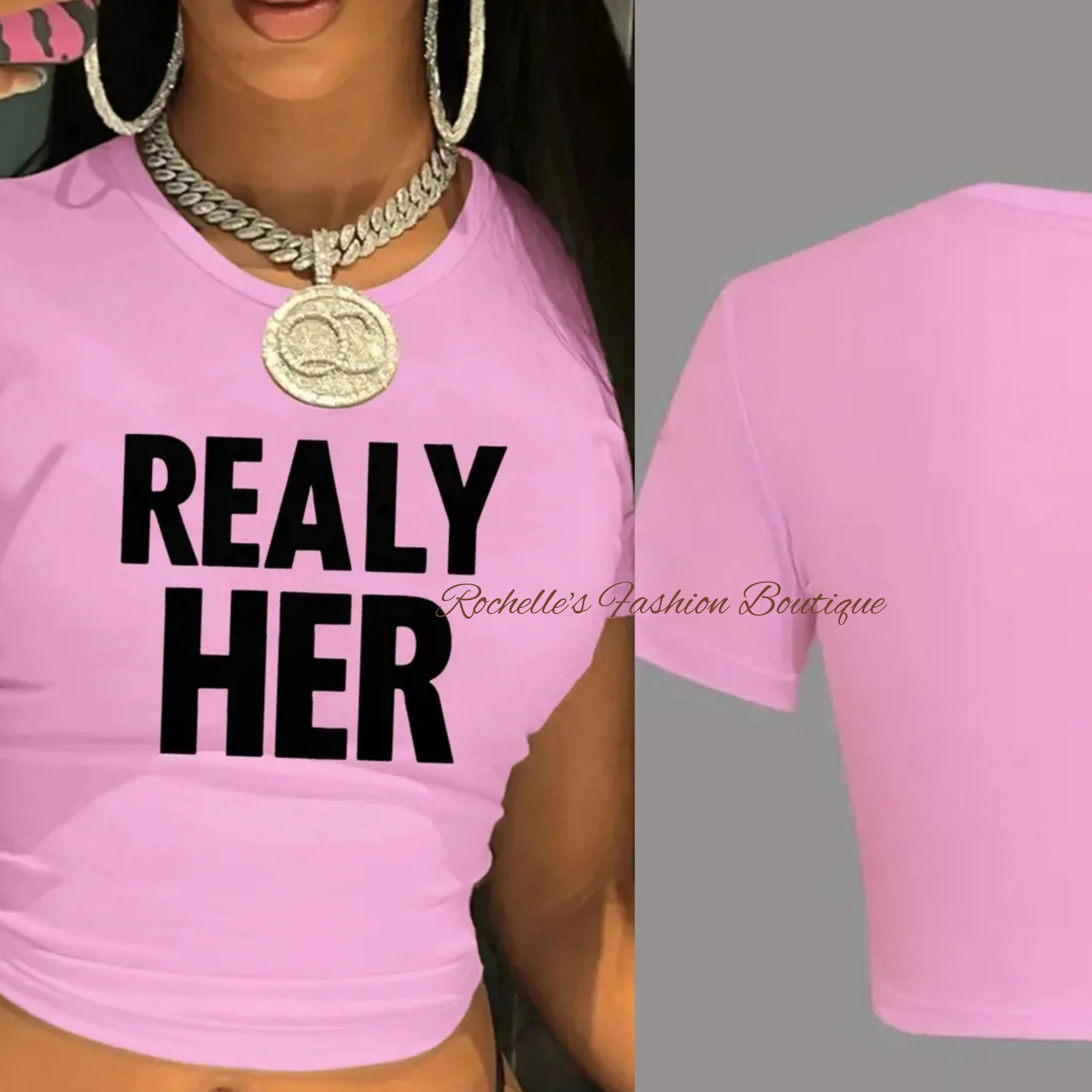 Green & Black Really Her Crop Top T-Shirt