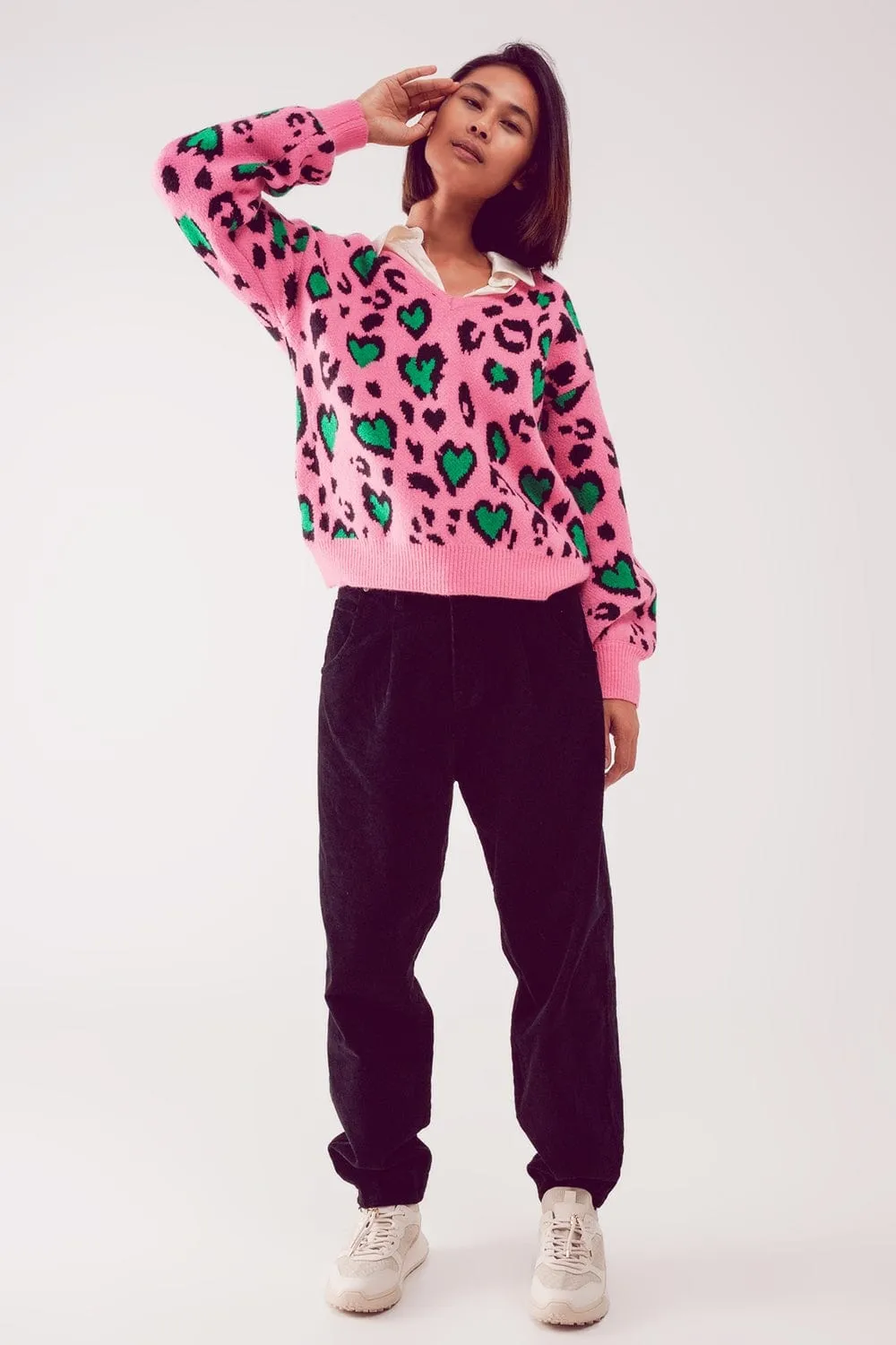 High Rise Slouchy Mom Pants In Black Cord