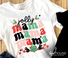 Jolly mama Shirt, Cute Groovy Christmas Graphic Tee