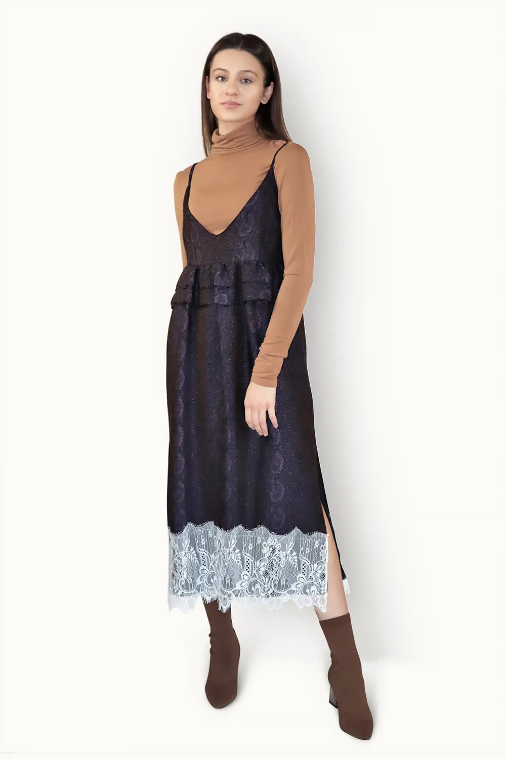 Lace-trimmed Slip Dress