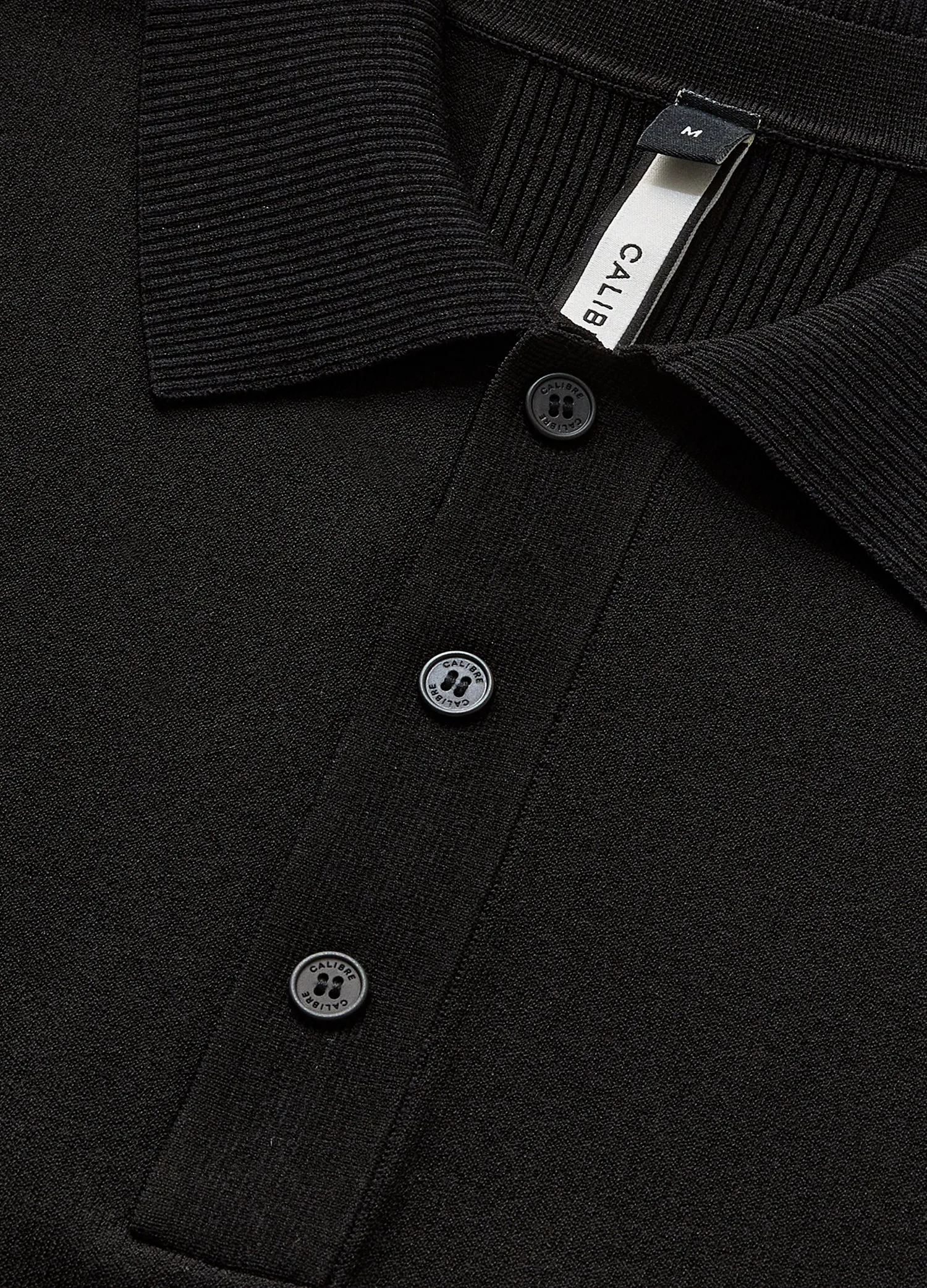 Long Sleeved Tech Knit Polo Black