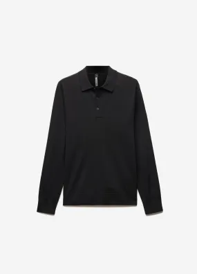 Long Sleeved Tech Knit Polo Black