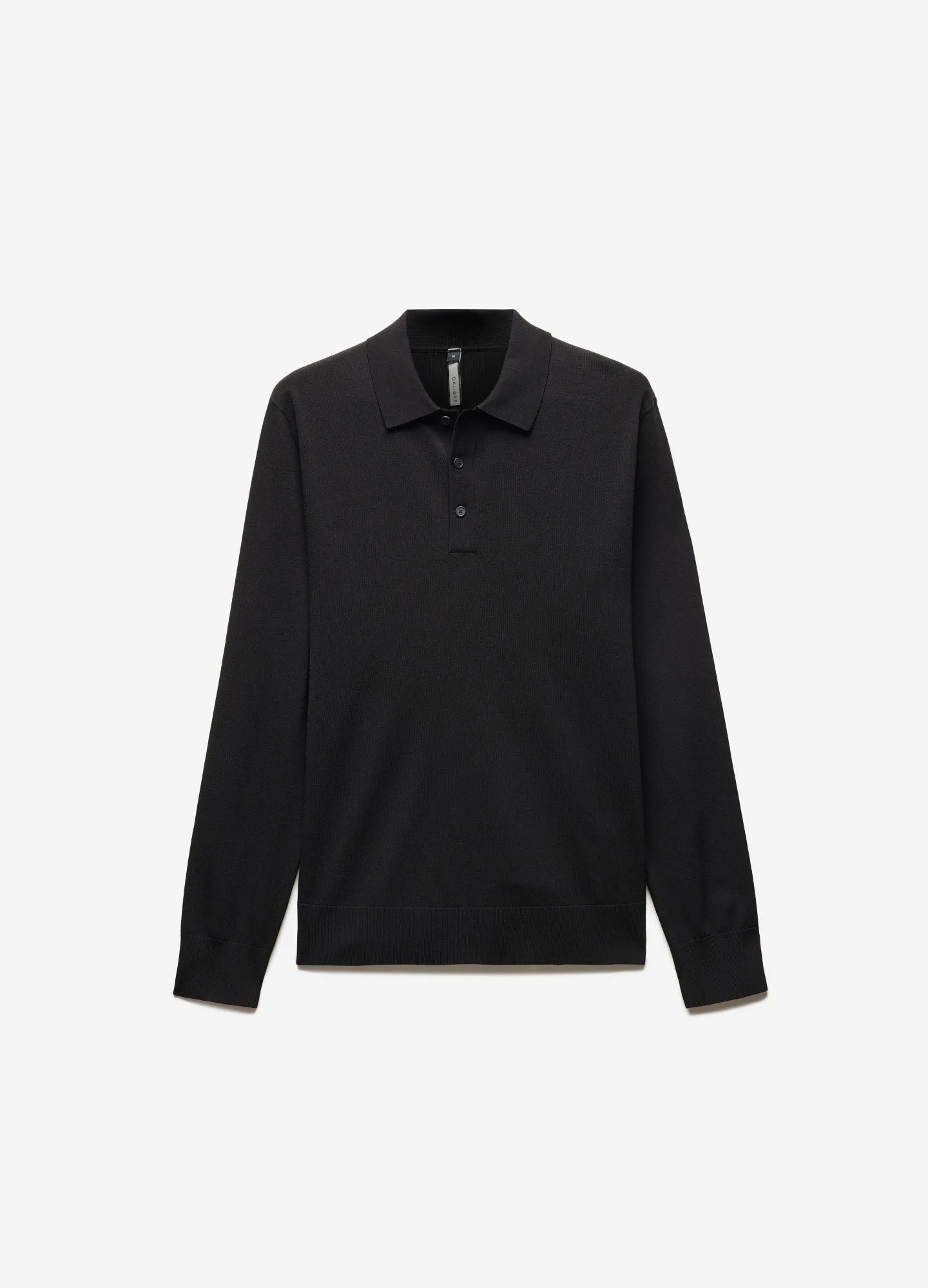 Long Sleeved Tech Knit Polo Black